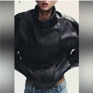 Zara Black Leather Jacket for Women